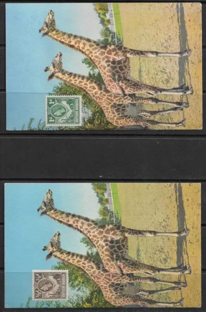 Northern Rhodesia QEII 2x Colour Postcards SG61 & 62 Rat 9