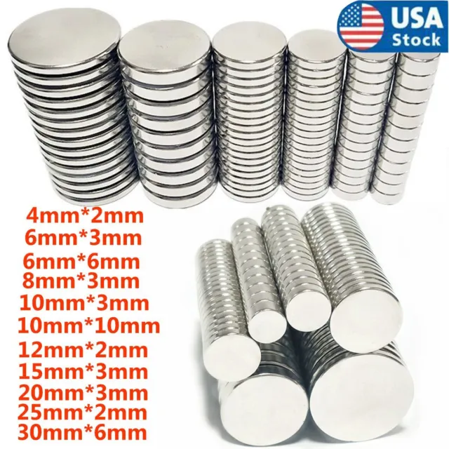 10~200x Super Strong Block Round Disc Magnets Rare-Earth Neodymium Magnet Lot