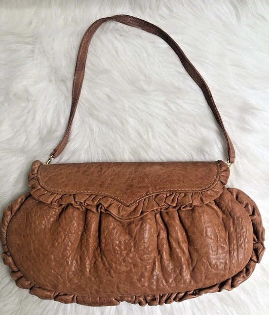 Treesje Toffee $198 Leather Ruffle Handbag