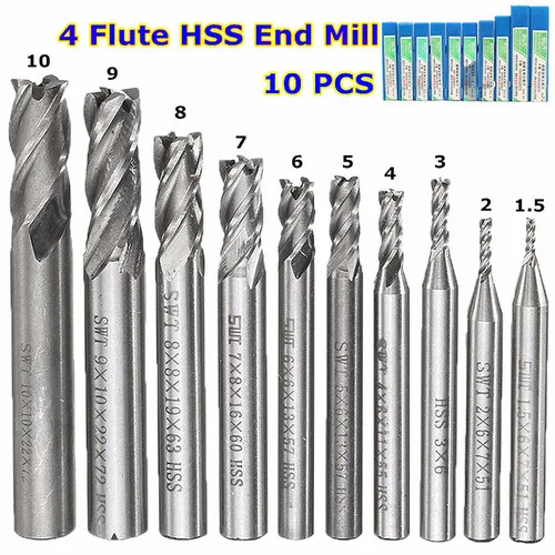 10X Tungsten Carbide 4 Flutes HSS End Milling Cutter Slot Drill Bit 1.5-10mm MU#