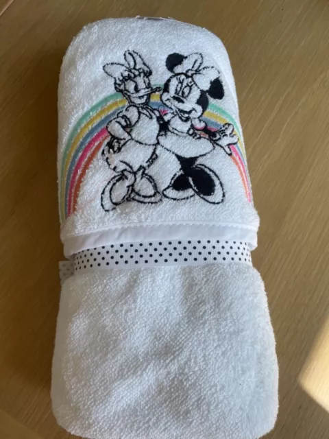 Disney Minnie Mouse Daisy Duck white hooded baby towel bath gift NEW