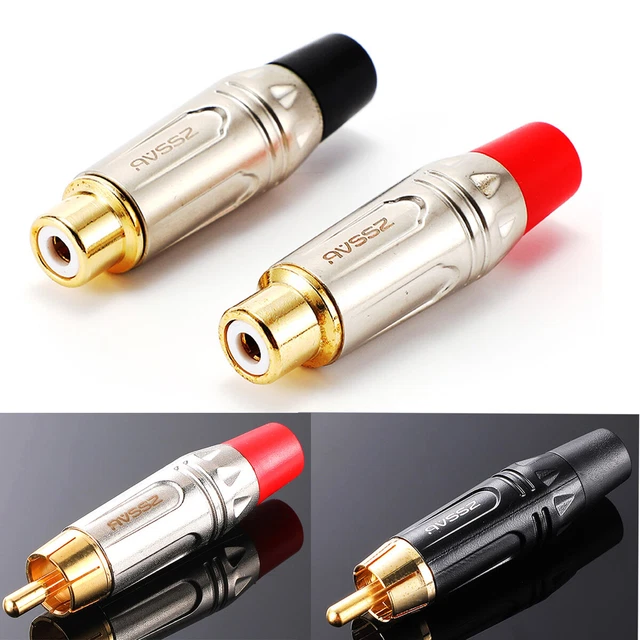 AUDIO CABLES RCA Plugs Female Male Jacks Speaker Connector Gold Palted
