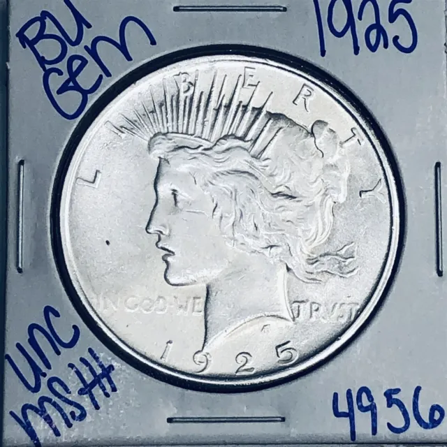 1925 Bu Gem Silver Peace Dollar Unc Ms++ Coin U.s. Mint Free Shipping 4956