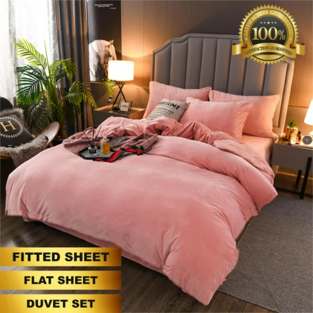 New Thermal Flannelette 100% Brushed Cotton Sheets Fitted Flat Sheet Duvet Set