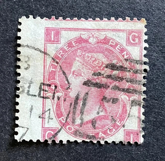 GB QV 1865 3d Rose SG92, 'GI’, Used, plate 4, emblems watermark. Cat £250.