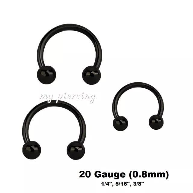 1PC. 20g PVD Plated Ball Horseshoe Circular Barbell Ear Tragus Septum Labret