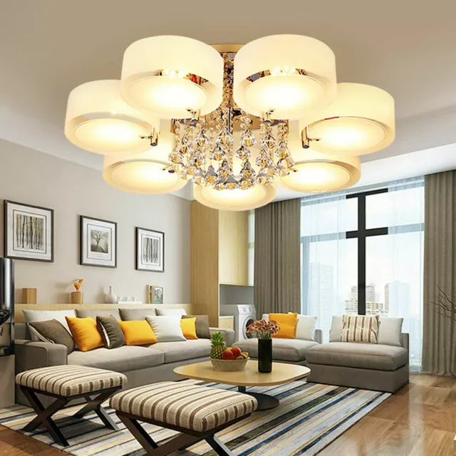 LED Kristall Deckenleuchte Deckenlampe Kronleuchter für Wohnzimmer 7 lampe