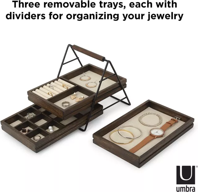 Umbra Terrace Tier Jewelry Tray With Three Sliding Linen, 3 Each 3