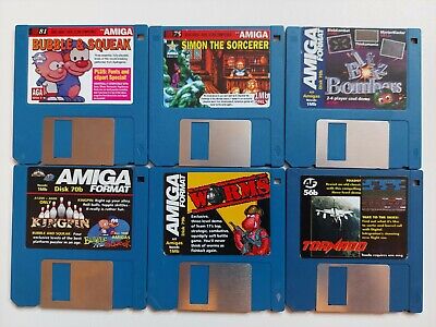 6 giochi Computer Floppy Disk Commodore Amiga-Vintage Retro 