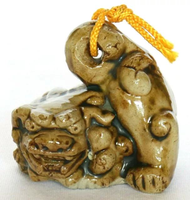 Japanese Ceramic Bell Foo Dog Guardian Lion Lucky Charm Vintage