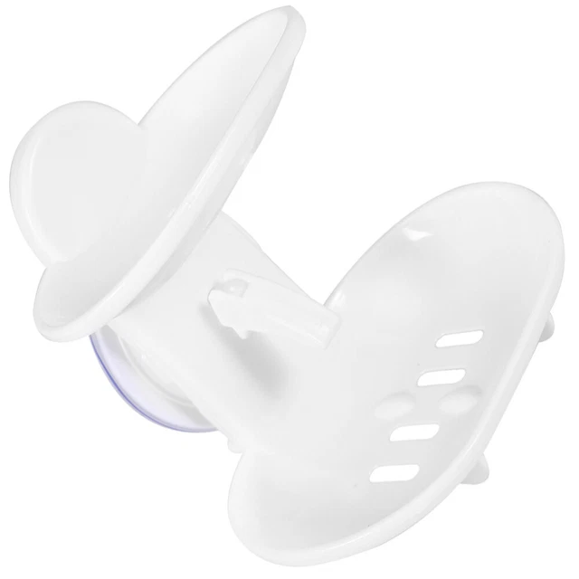 Double Soap Dish Strong Suction Soap Holder Cup Tray for Shower Bathroom (White)