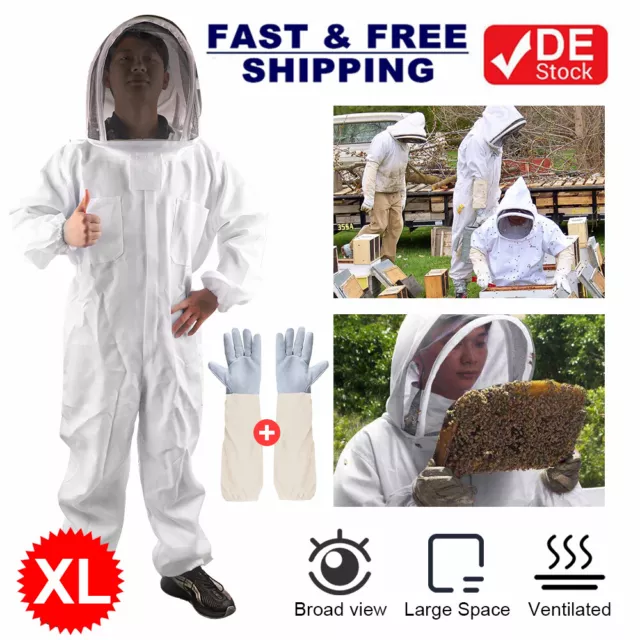 XL Beekeepers Schutzanzug Imkerjacke Hut Schleier Imker Jacke Imkerei Handschuhe