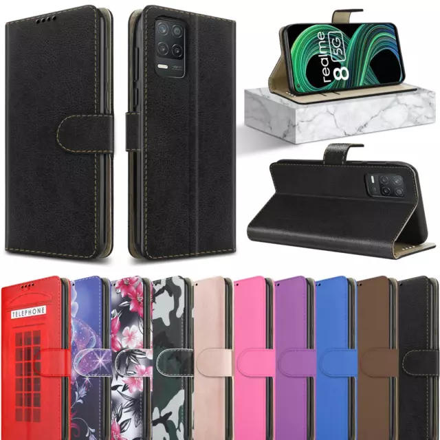 For Realme 8 Pro Case, Magnetic Flip Leather Book Wallet Shockproof Phone Cover