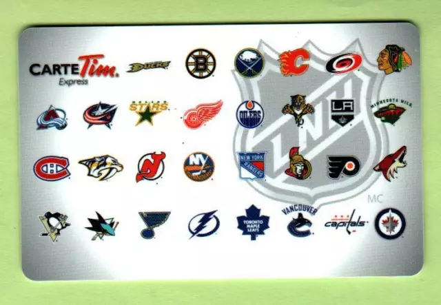 TIM HORTONS ( Canada ) Team Logos NHL ( Fr ) 2012 Gift Card ( $0 )