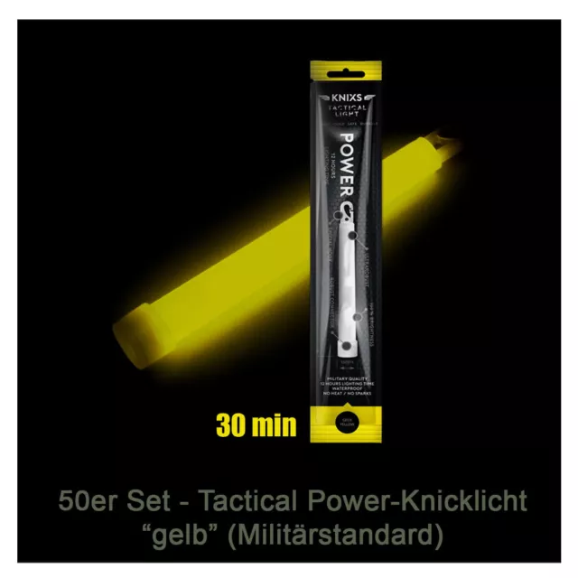 50er Set - Power-Knicklicht Tactical Light im Militär-Standard - gelb, 30 min