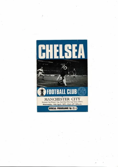 1970/71 Chelsea v Manchester City ECWC Semi Final Football Programme