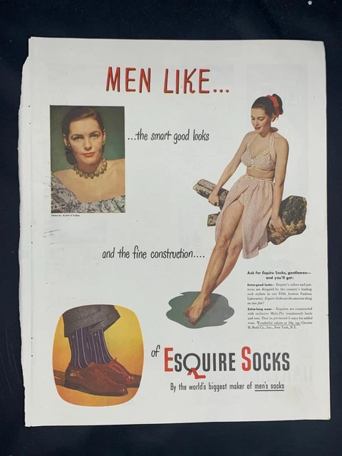 Magazine Ad* - 1947 - Esquire Socks - Sexy Swimsuit Girl - #3
