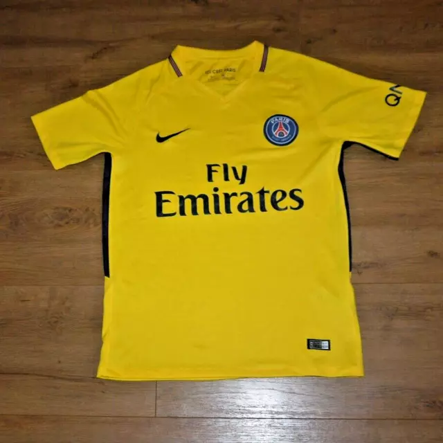 PSG Nike 2017-18 Away Shirt football yellow UK small