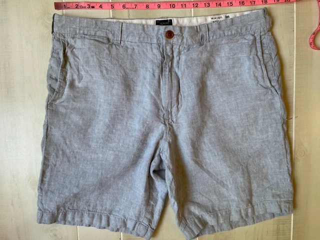 men's J. Crew Stanton irish linen  Baird McNutt gray shorts size 36 9" inseam