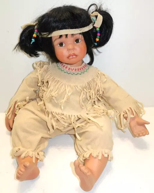 2003 22" Kelly J RuBert Porcelain Doll Native American Indian Young Girl