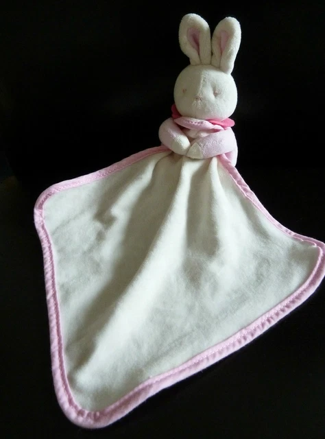 89. Doudou Peluche Klorane Bebe Lapin Blanc Rose Mouchoir - Excellent Etat