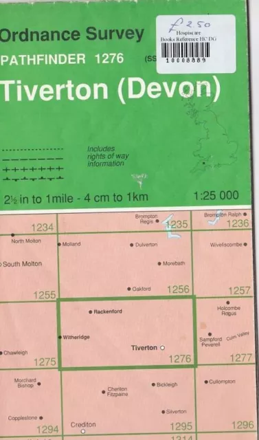 Ordnance Survey (OS) Map 1:25,000 Pathfinder Sheet SS 81/91 Tiverton (Devon)