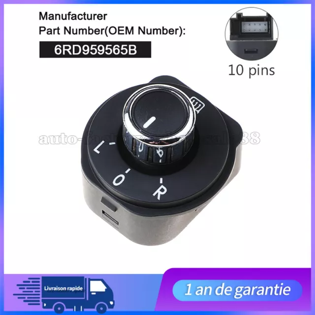 Commutateur Bouton de réglage rétroviseurs rétro pour Volkswagen POLO 6R Neuf
