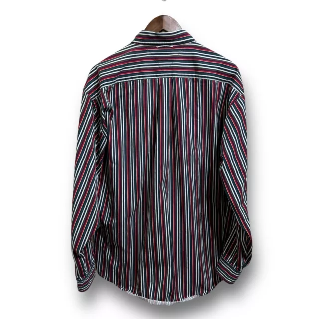 Vintage 90s Tommy Hilfiger Men's Button Down Shirt Striped Crest Logo Size XL 2