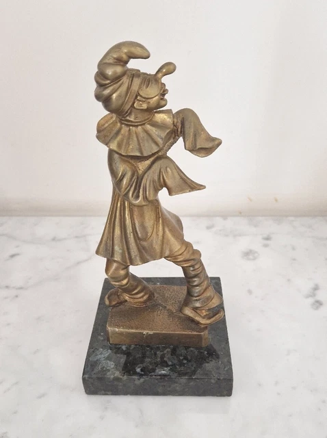 Rara Scultura In Bronzo Maschera Pulcinella Vintage Napoli