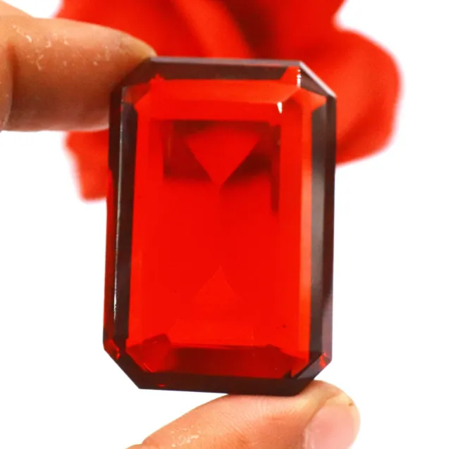 Transparent Brazilian Red Topaz 165.20 Ct Emerald Cut Certified/47mm Gemstone NS