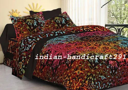 Mandala Indien Couverture Doona Housse Parure de Lit Réversible Hippie Boho Set