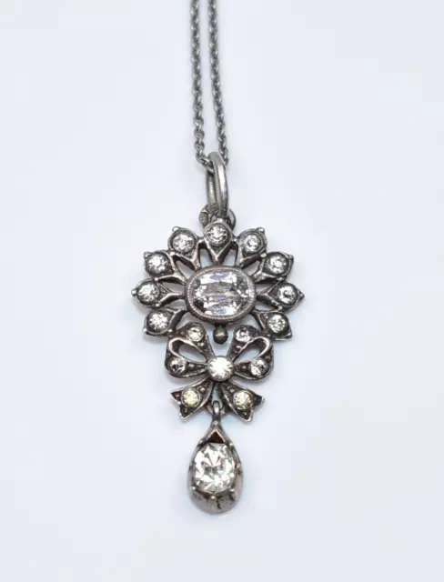 BEAUTIFUL! FRENCH ESTATE!! Belle Epoque Paste Stones 830 SILVER Pendant Necklace