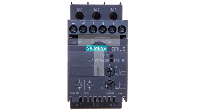 3-phasiger Sanftanlasser 200-480VAC 17,6A 7,5kW/400V Uc=24V AC/DC S00 3RW /T1DE