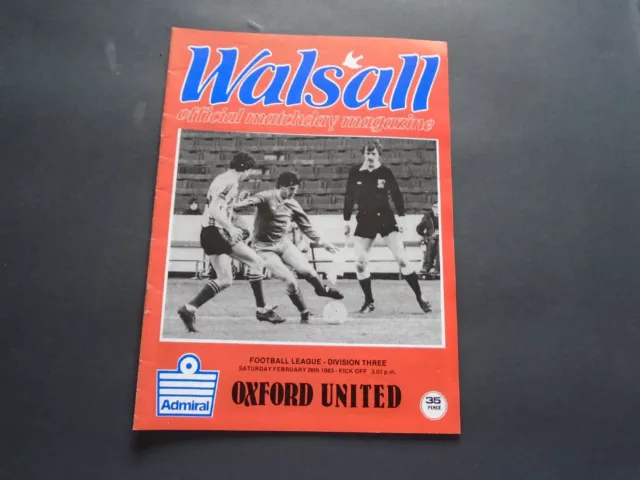 FOOTBALL PROGRAMME:  WALSALL v OXFORD UNITED - DIV 3 - 26/02/1983