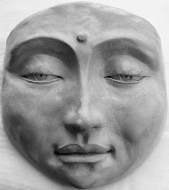 Cara de Buda, escultura colgante hecha a mano por Claybraven, cuelga de puerta, pared