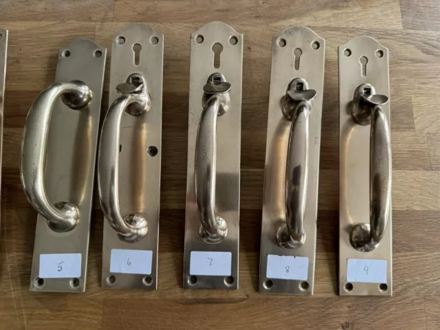 Reclaimed Vintage Brass Door Handles With Thumb Latch & Keyhole.10” X 2”. 2