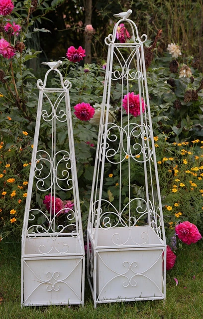 2er Set Metall Rankhilfe mit Blumentopf für Tomaten, Kletterpflanzen