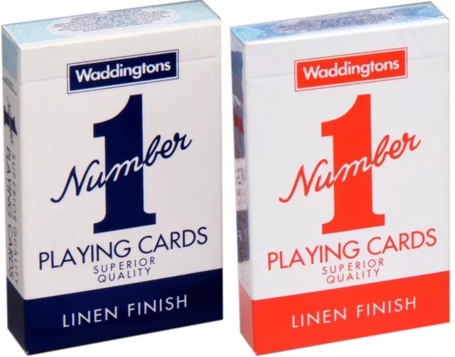 New Waddingtons No.1 Classic Playing Cards Twin Pack Red & Blue Poker Game