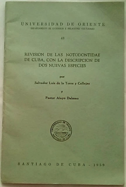 Revision de los Notodontidae de Cuba, con la Descripcion de Dos Nue...(1959, PB)