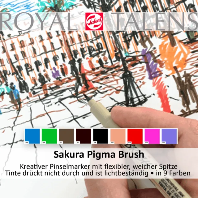 Royal Talens Sakura Pigma Brush, hochwertiger Pinselmarker mit flexibler Spitze