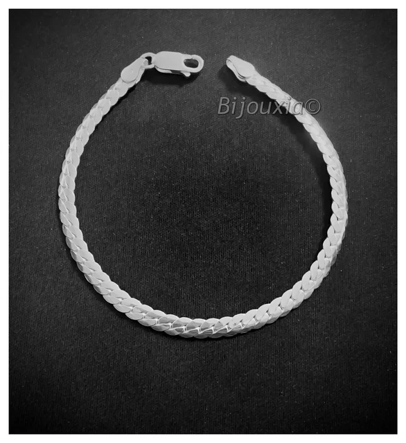 Bracelet Fin En Argent Massif 925 - Maille Anglaise - Mixte Homme/femme - Occasion Bon état - Élégant Et Discret