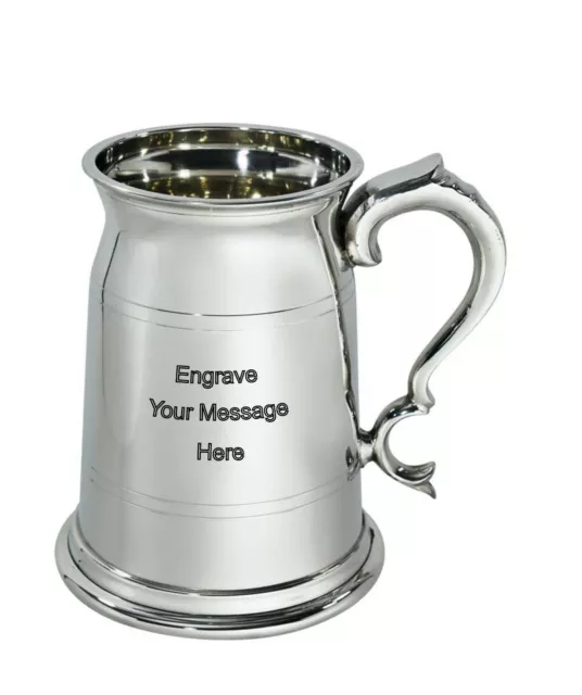 NEW Personalised 2 Pint Old London Polished Pewter Tankard Any Message Engraved