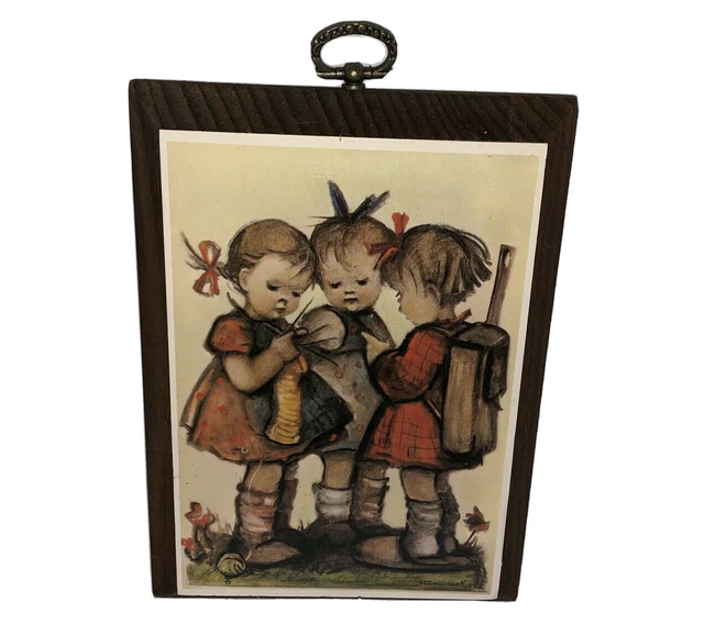 Vintage 1981 Original Hummel Print Ars Sacra Ars Edition 3 Girls Knitting