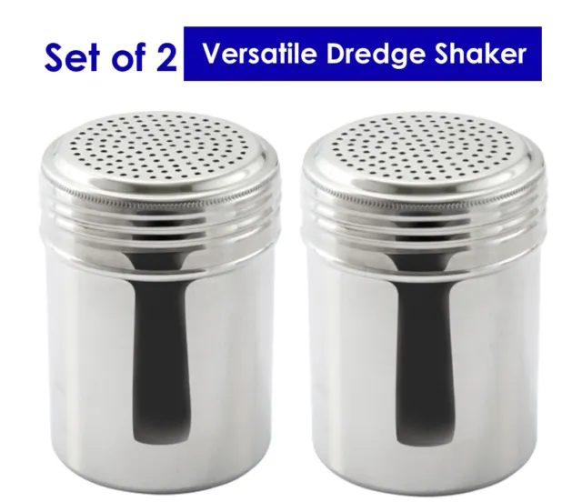 Stainless Steel Dredge Shaker Set Of 2 Great  Salt Pepper Sugar Shaker