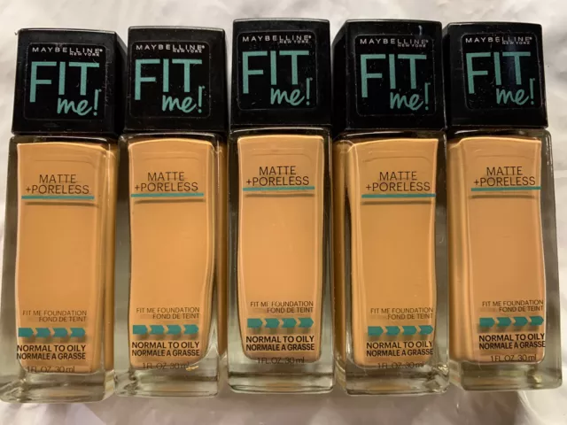 5 Pack Maybelline New York Fit Me Matte + Poreless  Foundation #322 Warm Honey