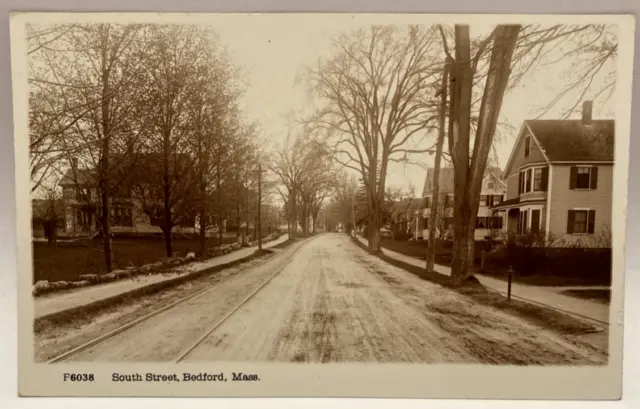 RPPC Street View, South Street, Bedford, Massachusetts MA Vintage Photo Postcard