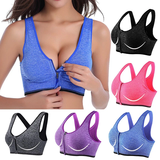 Damen Sport BH Bustier Fitness Gym Yoga Training Jogging Zipper Bra Trägertop