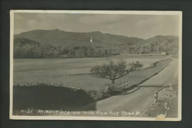 Vermont VT real photo postcard RPPC Stowe, Mt. Mansfield view