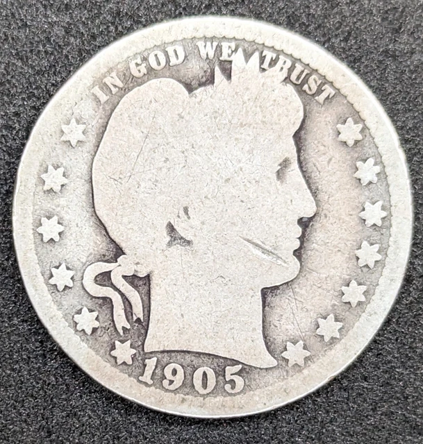 **BETTER DATE** 1905 Barber Silver Quarter