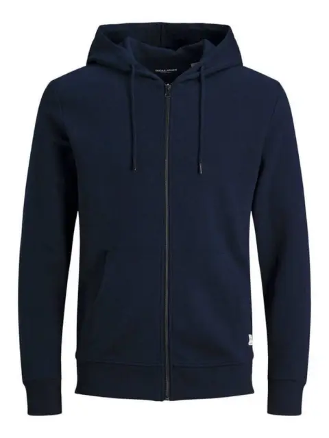 Jack & Jones Basic - Felpa Con Cappuccio E Cerniera Blu - Taglia L Abbigliamento